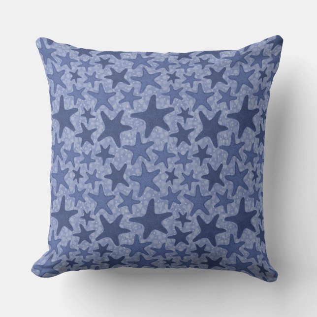 Indigo Starfish Pattern Drehkissen Kissen (Vorderseite)