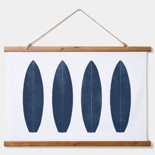 Indigo Surfboards Beach Kinderzimmer Dekoration Wandteppich Mit Holzrahmen (Vorne)