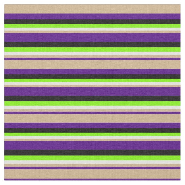 Indigo, Tan, Light Cyan, Green & Black Lines Stoff (Nahaufnahme)