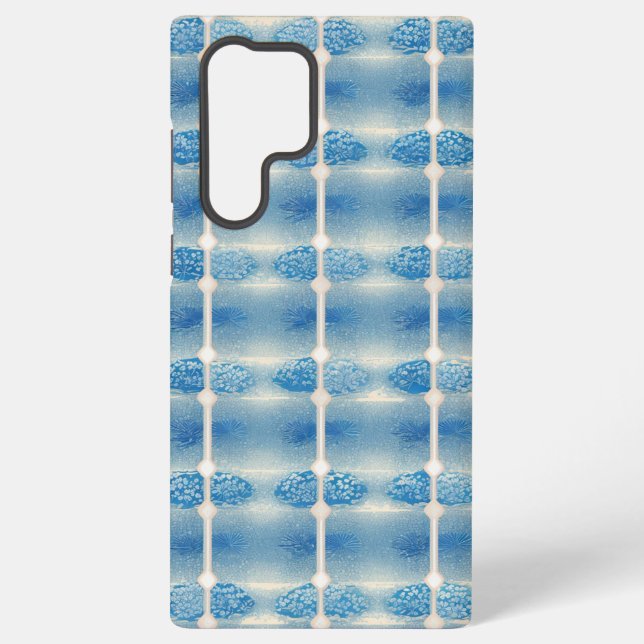 Indigo Tile & Plant Pattern Phone Case Samsung Galaxy Hülle (Rückseite)
