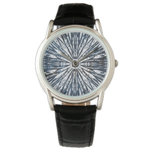 Indigo-Tinten-Radialstrahl-Motiv Armbanduhr