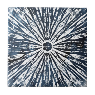 Indigo-Tinten-Radialstrahl-Motiv Fliese