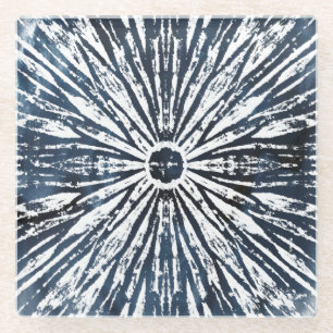 Indigo-Tinten-Radialstrahl-Motiv Glasuntersetzer