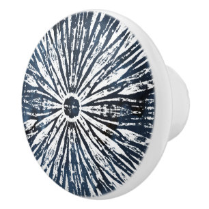 Indigo-Tinten-Radialstrahl-Motiv Keramikknauf