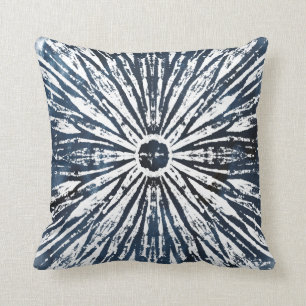 Indigo-Tinten-Radialstrahl-Motiv Kissen