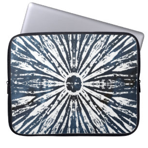 Indigo-Tinten-Radialstrahl-Motiv Laptopschutzhülle