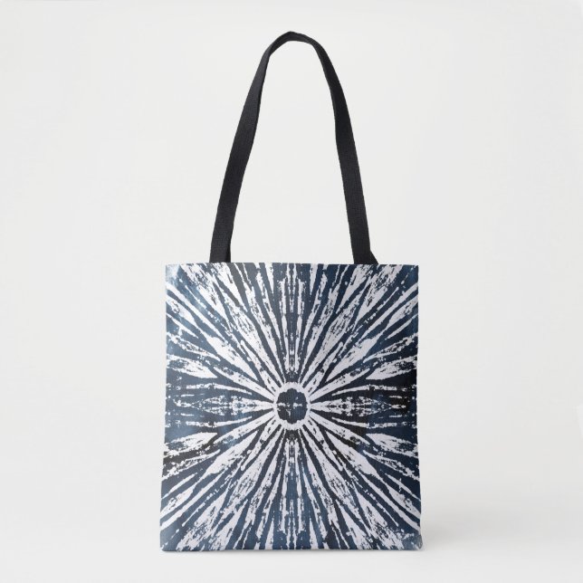 Indigo-Tinten-Radialstrahl-Motiv Tasche (Vorderseite)