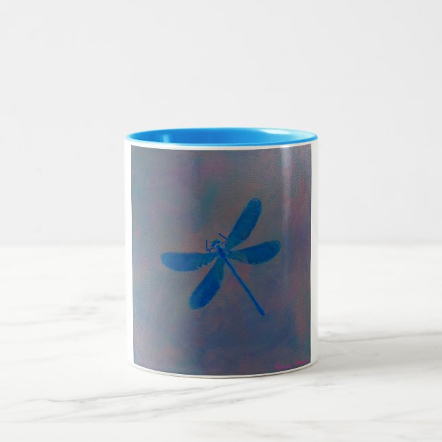 Indigo-Traumlibelle Zweifarbige Tasse (Mittel)