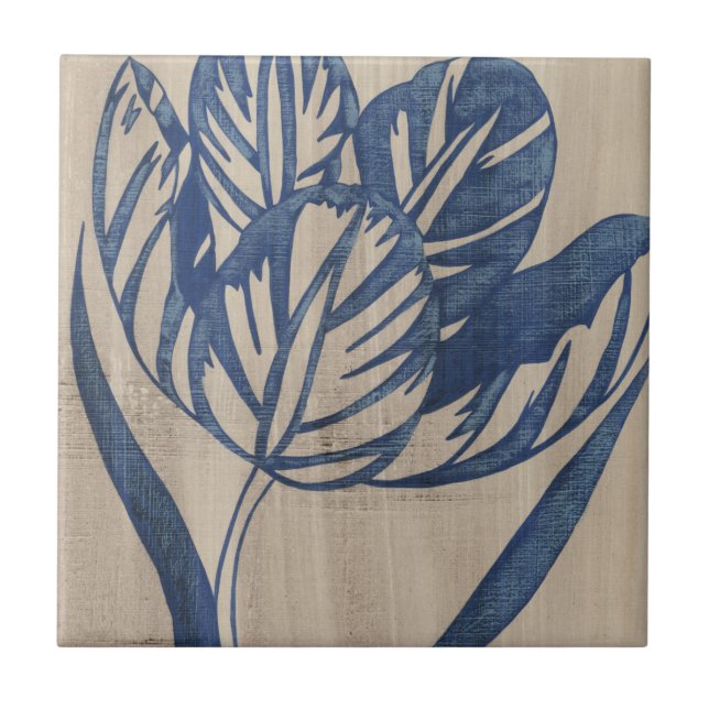 Indigo Tulip Fliese (Vorderseite)
