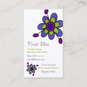 Indigo u. grüne Spaß-Blumen Visitenkarte