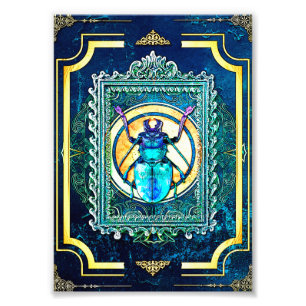 Indigo und Aqua Fairytale Beetle Paradies für Kle Fotodruck