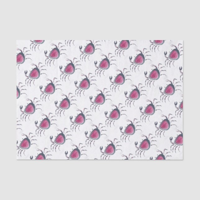 Indigo und rosa Krabbe Seidenpapier (Vorderseite)
