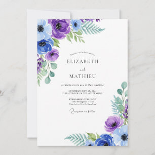 Indigo Üppige Botanische Hochzeit Einladung
