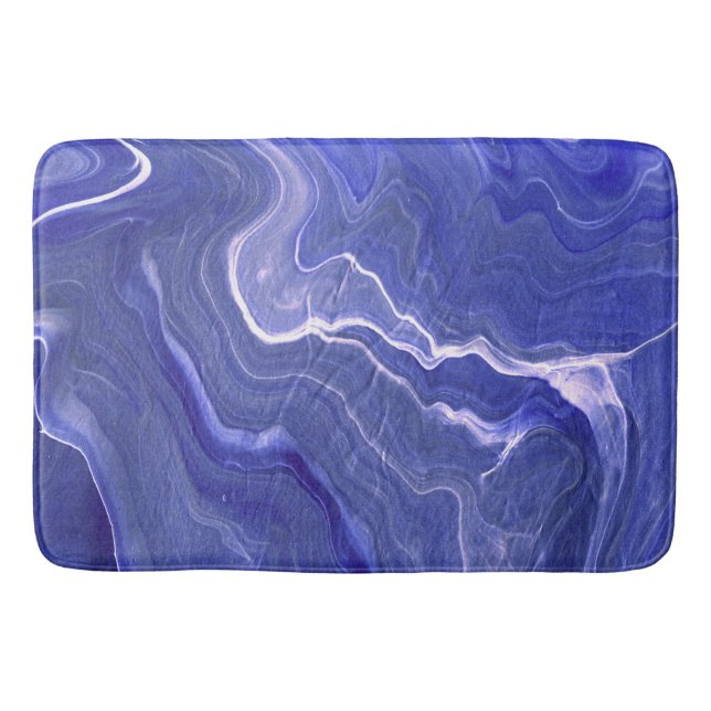 Indigo Violet Agate Marble Abstraction Badematte (Vorderseite)