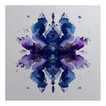 Indigo-Violettes symmetrisches Wasserfarben-Mandal