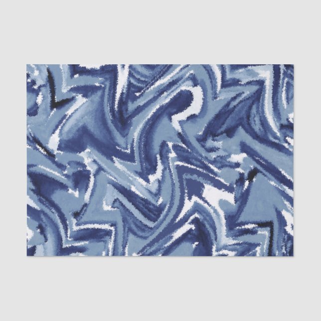 Indigo Watercolor Abstrakt Seidenpapier (Vorderseite)