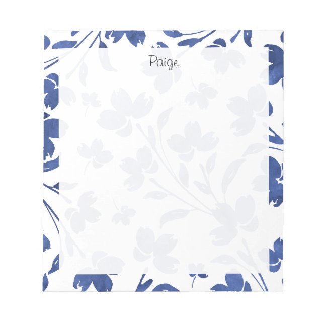 Indigo Watercolor Blume Stems Notizblock (Vorderseite)