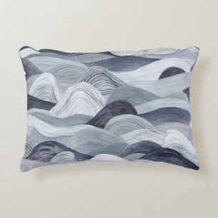 Indigo Watercolor Wave Nahtlos Dekokissen