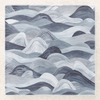 Indigo Watercolor Wave Nahtlos Glasuntersetzer
