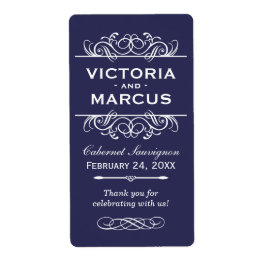 Indigo Wedding Wine Bottle Monogram Fevor Labels