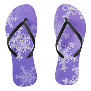 Indigo White Snowflakes Minimalistisch Weihnachten Flip Flops