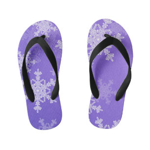 Indigo White Snowflakes Minimalistisch Weihnachten Kinderbadesandalen