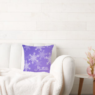 Indigo White Snowflakes Minimalistischer Weihnacht Kissen