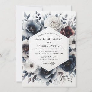 Indigo Wintertide Blütenhochzeit Einladung