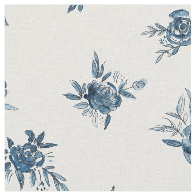 Indigoblau-Aquarell-Blume Stoff (Nahaufnahme)