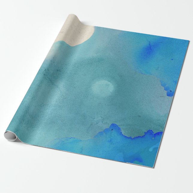 Indigoblau Aquarelle Geschenkpapier (Ungerollt)