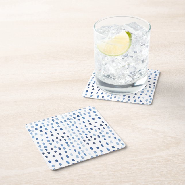 Indigoblau Aquarellfarben Polka dots shibori Rechteckiger Pappuntersetzer (Vor Ort)