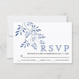 Indigoblau Blätter zeitgenössische Blumenhochzeit RSVP Karte