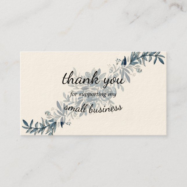 Indigoblau Blütenblume Vintag danke Visitenkarte (Vorderseite)