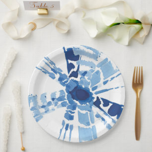 Indigoblau-japanesisch-Shibori-Sonnenbrand Pappteller