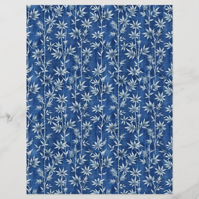 Indigoblau-shibori-Blumenmuster-Schriftzüge (Vorderseite)