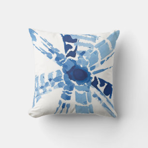 Indigoblau-Shibori-Sonnenburgen-Aquarelldruck Kissen