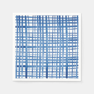 Indigoblau Shibori Wasserfarbenloses Rastermuster Serviette