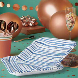 Indigoblau Wasserfarbstreifen Pappteller