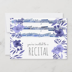 indigoblaue Aquarellmusik-Blume Einladung