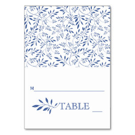 Indigoblaue Blätter Hochzeitskarte Tischnummer