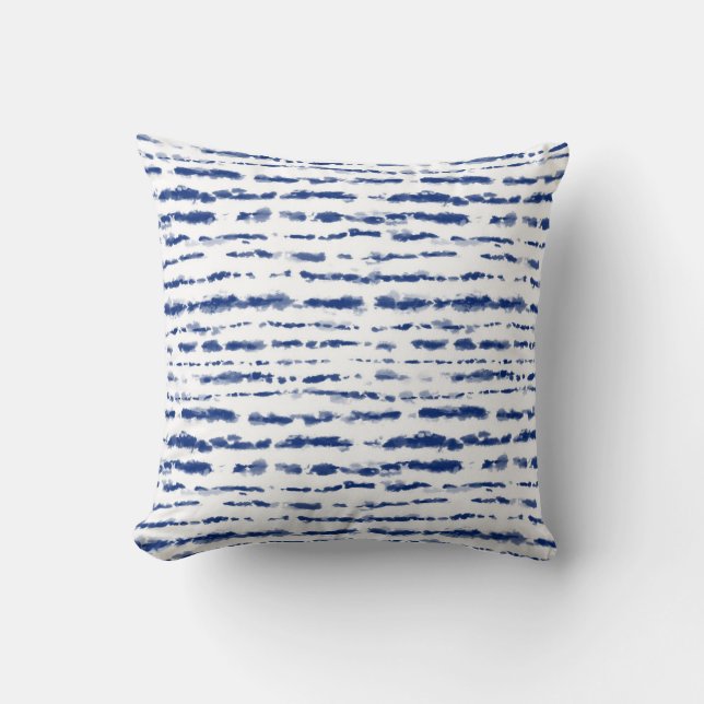 Indigostreifen aus japanischem Shibori Kissen (Vorderseite)