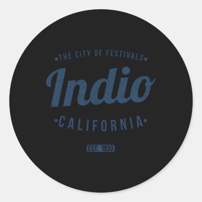 Indio California Minimalistisch Ca Indio Runder Aufkleber (Vorderseite)