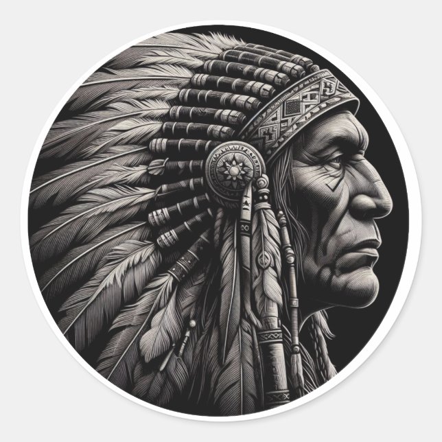 Indio de Perfil Runder Aufkleber (Vorderseite)
