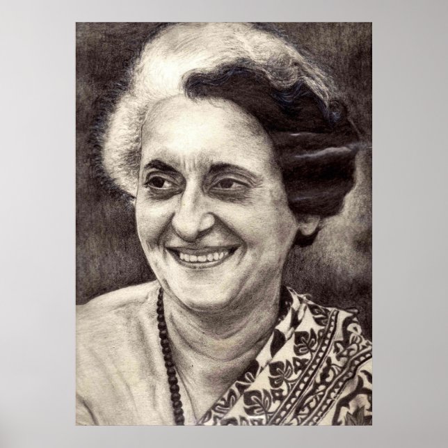 Indira Gandhi Portrait Poster (Vorne)