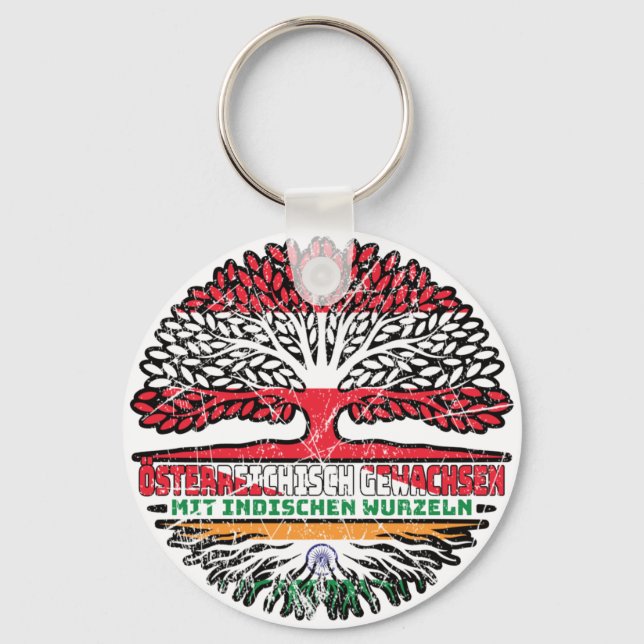 Indisch Österreichisch Österreich Baum Schlüsselanhänger (Vorderseite)