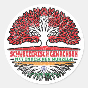 Indisch Schweizer Schweiz Baum Wurzel Runder Aufkleber