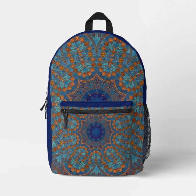 Indisch überall druckblau Kupfer Rucksack (Vorderseite)