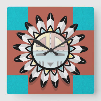 Indische Abstrakte Kunstmaske Quadratische Wanduhr
