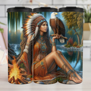 Indische Amerikanerin Sonnenuntergang, Adlermusche Thermosbecher