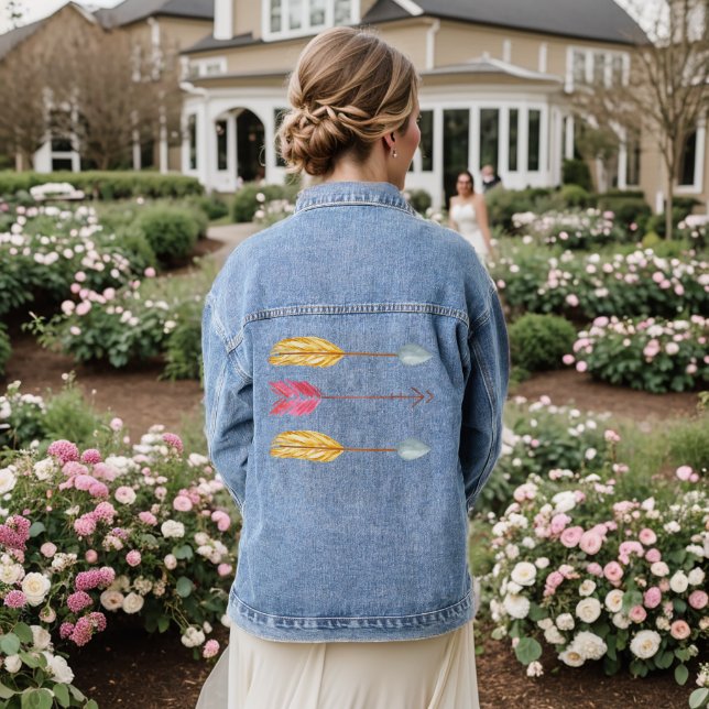 Indische amerikanische Arrow-Damen-Denim-Jacket Jeansjacke (Hochzeit Rückseite)